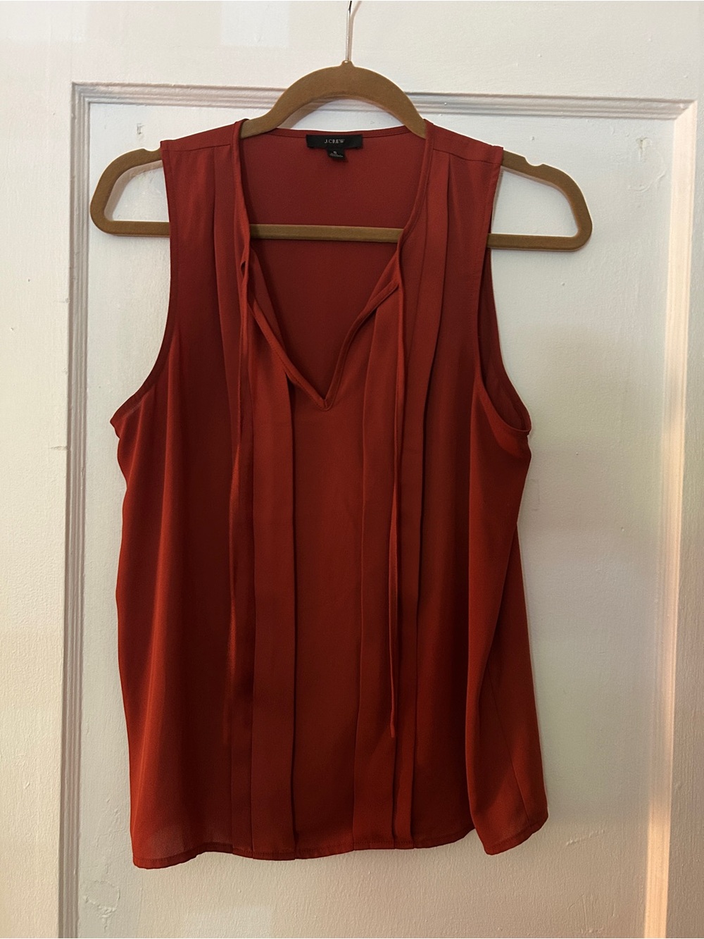 J. Crew Sleeveless Rust V-Neck Blouse